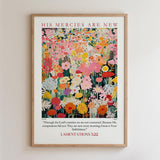 The image is a framed poster with a vibrant floral design and a Bible verse from the book of Proverbs.