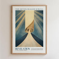 The image is a framed poster with a stylized illustration of a spiral staircase leading up to a bright light at the top. The poster has a minimalist design with a focus on the spiral staircase and the light at the top.