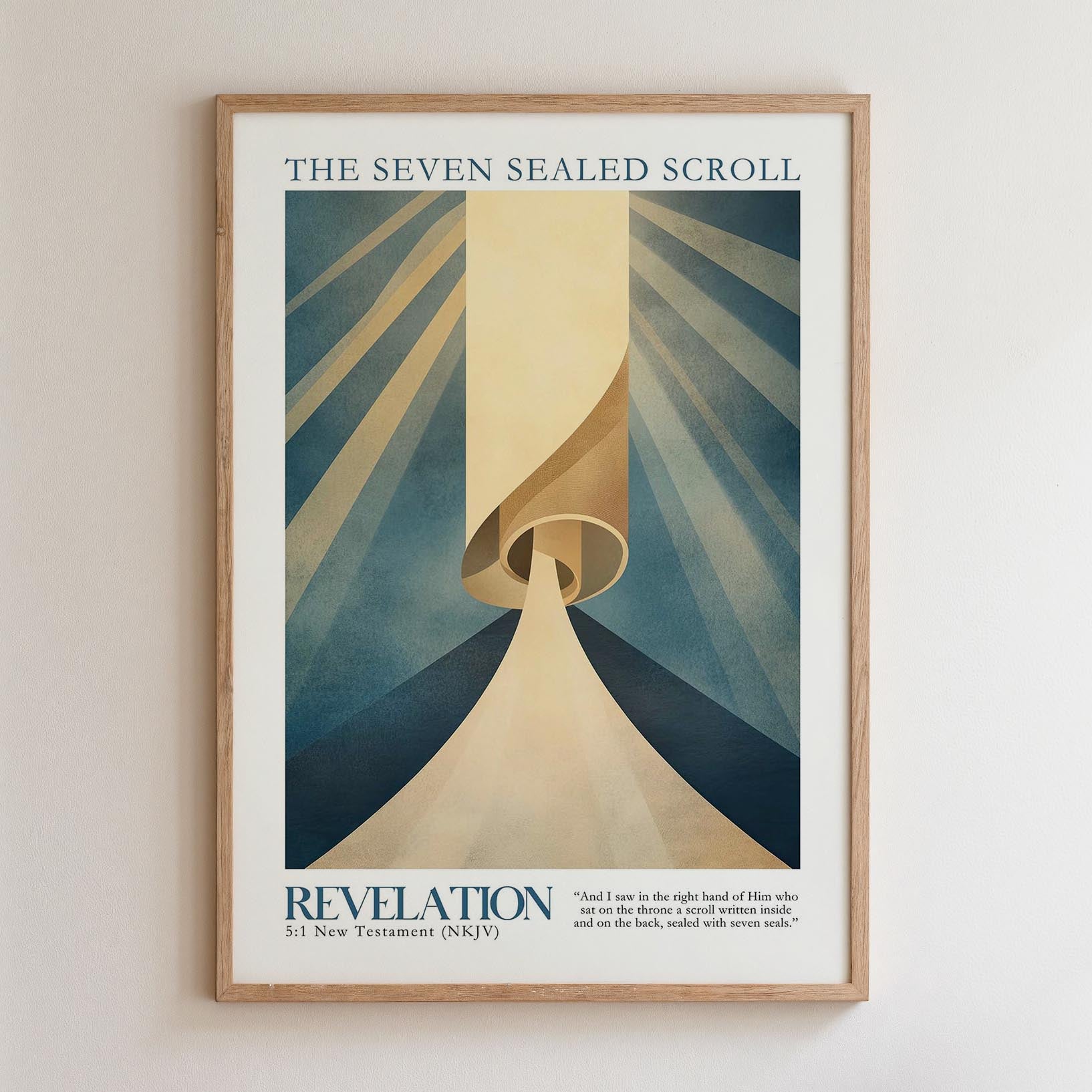 The image is a framed poster with a stylized illustration of a spiral staircase leading up to a bright light at the top. The poster has a minimalist design with a focus on the spiral staircase and the light at the top.