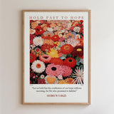 The image is a framed poster with a vibrant floral design.