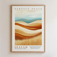 The image is a framed poster featuring a landscape with rolling hills and a field of tall grass. The poster has a minimalist design with a focus on the natural elements.