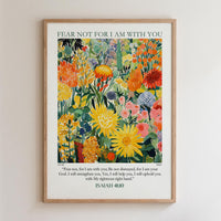The image is a framed poster with a vibrant, colorful floral design.