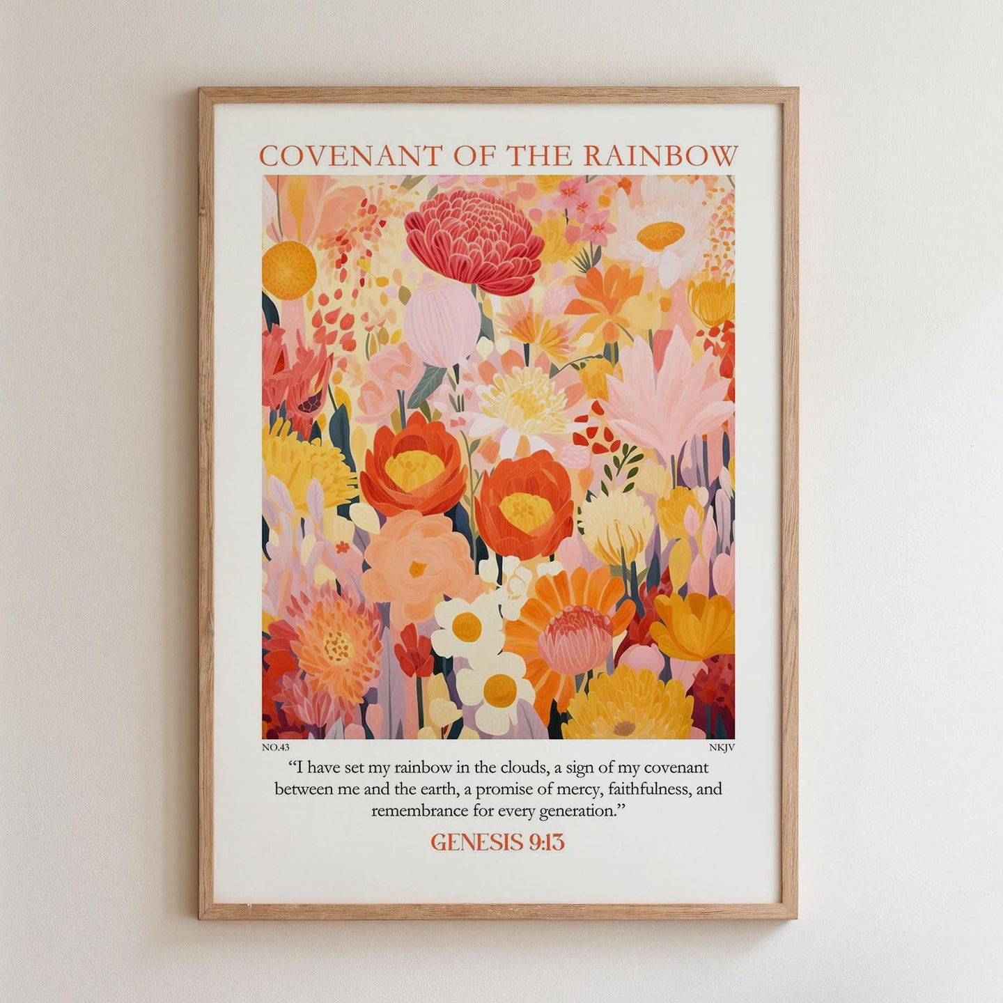 The image is a framed poster with a vibrant floral design.